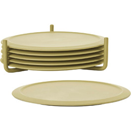 Zone Denmark Singles Silicone Coasters, Coasters for Glasses, Cups, Cocktail Glasses, Diameter 10 cm, Height 3.1 cm, 6 Pieces, including Holder, (3.1 cm - dia. 10 cm, Leek Green)
