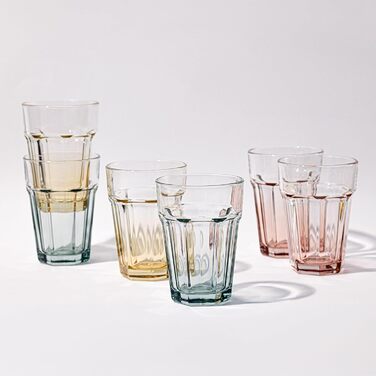 Cocktail Glasses Large Drinking Glasses Cuba Libre Glasses | 425 ml | Set of 6 | Cocktail Highball Water Glass Set Tumblers Retro Design | GIGI Collection | WATERCOLOR OMBRE - Hand Wash