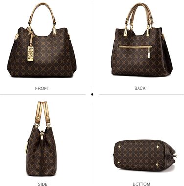 Сумка жіноча Nicole & Doris елегантна шопер середнього розміру з PU шкіри коричнева з брелоком