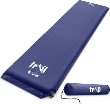 Trail Outdoor Self-Inflating Sleeping Pad - 5cm Thick Camping Mat - Blue