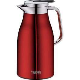 Термос Thermoskanne Century, нержавіюча сталь, 1 л, скляний вкладиш, клапан для наливання однією рукою, 4046.248.100. Зберігає тепло до 12 годин, ідеальний для кави та чаю, на 8 чашок, колір: журавлина
