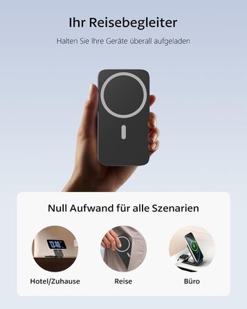 Магнітна зарядна станція 3-в-1 для Apple Watch, iPhone 17/16/15/14/13/12 та AirPods (Чорна) | MagSafe сумісна