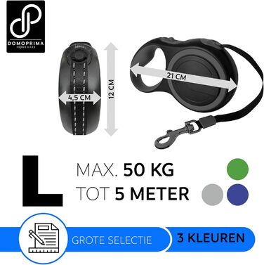 Нашийник для собак DOMOPRIMA: 3 розміри (S, M, L) та 4 кольори (сірий, блакитний, зелений, рожевий) - міцний та безпечний нашийник з відбиваючим ремінцем