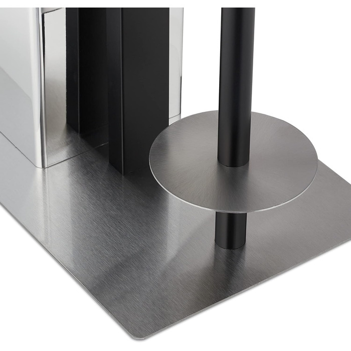 Набір для ванної кімнати Relaxdays: тримач туалетного паперу, щітка для туалету та підставка, полиця, срібно-чорний, 69x26x18 см