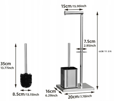 Підлоговий набір для ванної кімнати: тримач для туалетного паперу та йоржик із нержавіючої сталі
