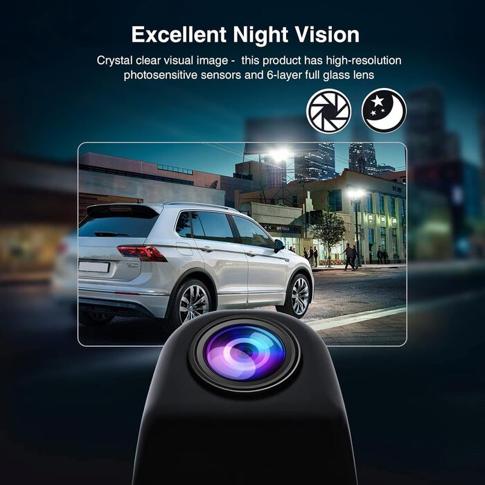 Автомобільна HD камера заднього виду PARKVISION, 142° широкий кут, нічне бачення, металевий корпус, паркувальні лінії, чорна