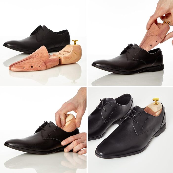Lumaland® Premium Cedarwood Shoe Trees for Women and Men | Double spring for perfect shape retention, split & adjustable front piece | Includes cotton storage bag