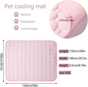 Килимок охолоджуючий для собак YXHZVON, 150 x 100 см, 2XL, рожевий