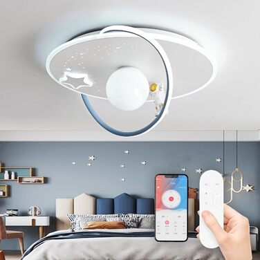 RRBEST LED Ceiling Light, Modern Moon Astronaut Design Ceiling Lamp, Dimmable with Remote Control, Boys and Girls Children's Room Lamps, Decorative Ceiling Lamp for Children's Room
