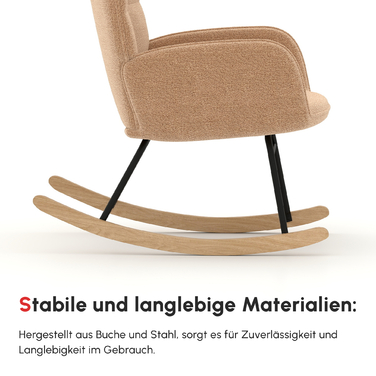 HOMCOM Rocking Chair, Glider Chair, Accent Chair, Recliner Chair with Faux Sheepskin, for Bedroom, Up to 120 kg, Brown | Aosom