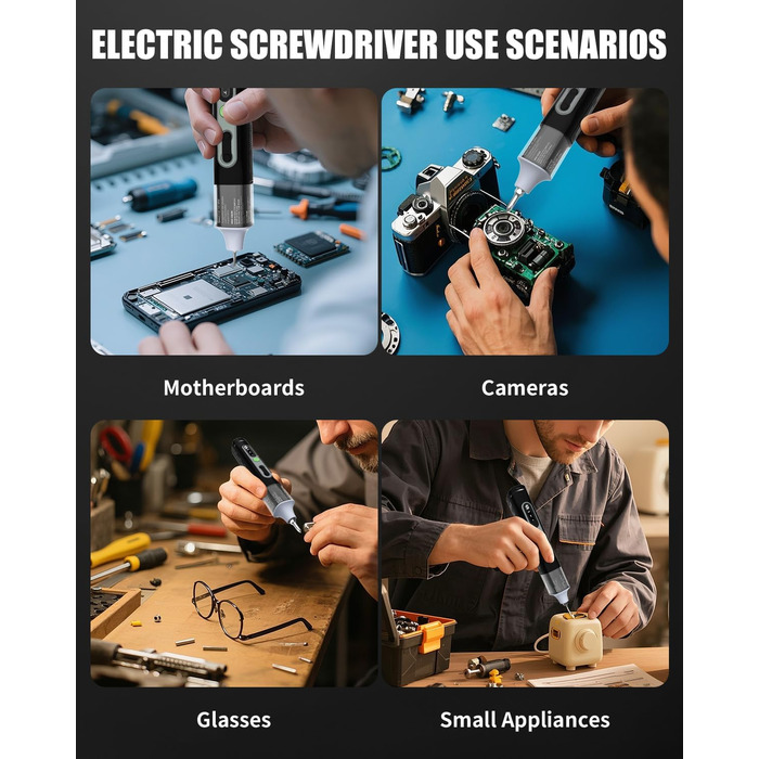 Електрична викрутка 36 в 1, міні-набір, акумуляторна викрутка з бітами H4, H6.3, 4 моменти, 1500mAh, інструмент для ремонту телефонів, окулярів, годинників, ноутбуків GS-Y08