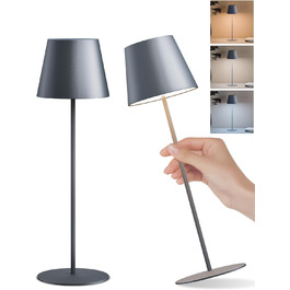 LED настільна лампа FUYO з USB-C зарядкою, бездротова, для дому та вулиці, з сенсорним керуванням, регулюванням яскравості 2700K-6000K, 3 кольори, 2 шт. (сірий)
