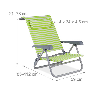 Relaxdays Folding Lounge Chair with Neck Pillow