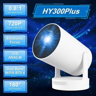 Портативний проєктор 4K з Wi-Fi 6/BT5.0, 170 ANSI люмен, Android 11 (HY300Plus)