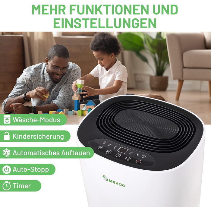 Зволожувач повітря Meaco Ultra Leiser 10L - Електричний зволожувач MeacoDry ABC, 10 літрів, чорний