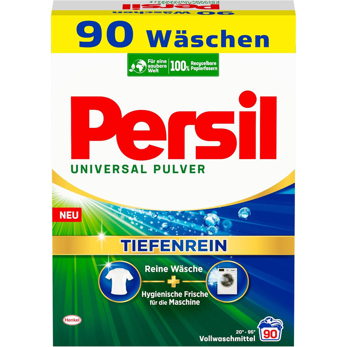 Пральний порошок Persil Universal Tiefenrein для пральних машин, універсальний засіб для глибокого очищення та гігієнічної свіжості, 90 прань
