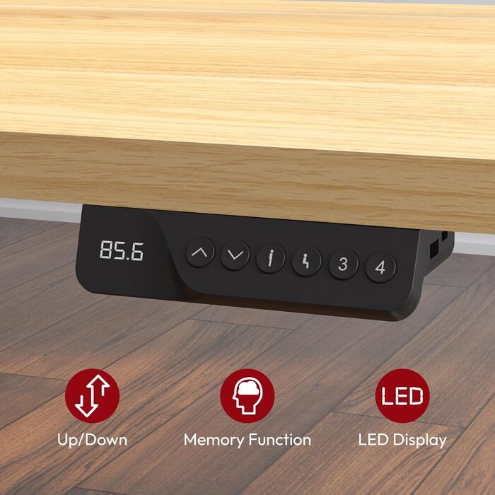Електричний стіл SANODESK 120x60 см, 2 мотори, ергономічний, чорний, регульована висота, товщина стільниці 25 мм, для офісу та дому