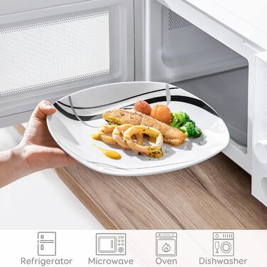VEWEET FIONA Porcelain Dinner Plates, Dinner Plate Set for 6 People, Ø 24.7 cm Plate Set, Dessert Plate, Pasta Plate, Cake Plate and Breakfast Plate, Microwave Safe and Dishwasher Safe