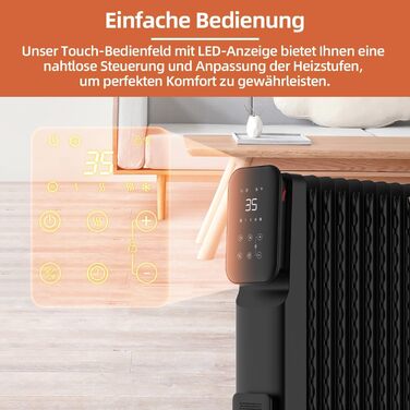 Масляний радіатор SHX 2000W з Wi-Fi, 3 режими, таймер 24г, термостат, Boost, до 40 м²