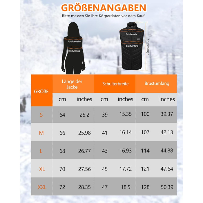 Гріюча жилетка для чоловіків та жінок з акумулятором 10000mAh, 5 зон обігріву, 3 режими температури, подвійне керування, для зимових активностей (L, Світло-чорний)