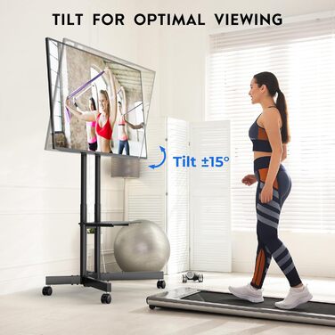 Підставка для телевізора BONTEC Mobiler TV-Wagen: регульована висота, VESA 600x400, до 55 кг, з полицею для ноутбука та кабельною організацією