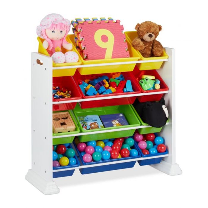 Relaxdays Children's Shelf White with Storage Boxes