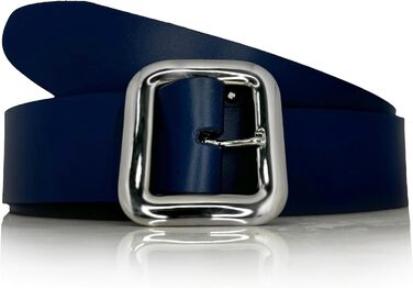 Жіночий шкіряний ремінь Almela з срібною пряжкою 40 мм (синій, 100 см)