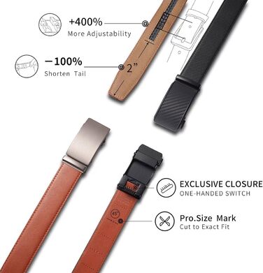 Чоловічий шкіряний ремінь TANGCHAO з автоматичною застібкою-рачею, 35 мм, регульований розмір, для бізнесу, костюма, джинсів