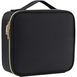Косметичка для макіяжу та косметики, органайзер для подорожей, чорна. З ручкою та регульованими перегородками