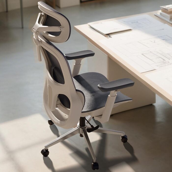Hbada P2 Air Ergonomic Office Chair with 3D Lumbar Support, Adjustable Mesh Chair with 3D Armrests & Headrest - Home & Office Desk Chair (White, Luxury Version)