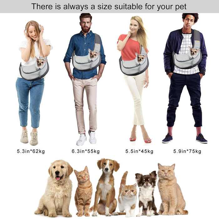 Сумка-кенгуру для собак та котів Cuby Hautier, сіра, L: безпечна, з регульованим ременем та застібкою