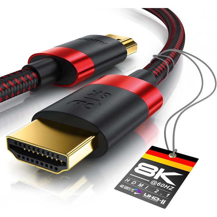 HDMI кабель 2.1/2.0 8K/4K - 5 метрів - 8K@60Hz/120Hz, 4K@240Hz, 48 Gbit/s, 3D, Ethernet, для TV, Blu-ray, PS5, Xbox Series X, Switch, чорний