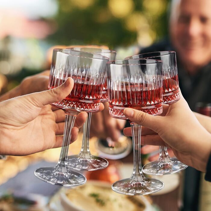 Набір келихів для вина 4 шт., 400 мл, великі кришталеві келихи, квадратні келихи для червоного вина з довгим ніжкою, подарунок на весілля/день народження (прозорі)