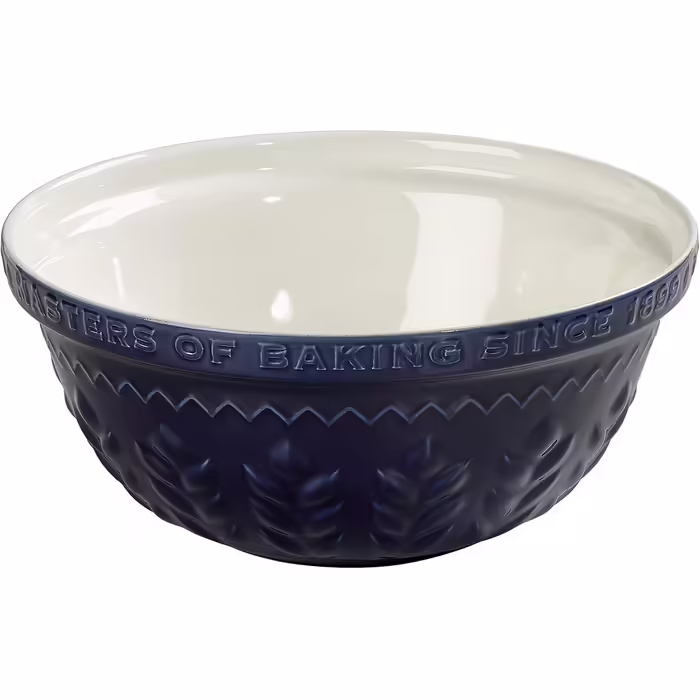 Traditional Mixing Bowl from Original Stoneware, Indigo and Ivory Design, 5.5 Liter Capacity, Perfect for Preparing Bread and Cakes, Dishwasher Safe