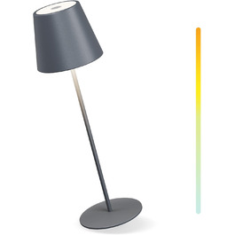 Бездротова LED-лампа MALUX з диммуванням та 8 кольорами, RGB, металева, акумуляторна, IP54, для дому та саду, сіра