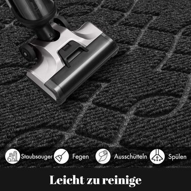 Килимок для вхідних дверей Yimobra, 75x43 см, чорний: миється, вологостійкий, з антиковзаючою основою