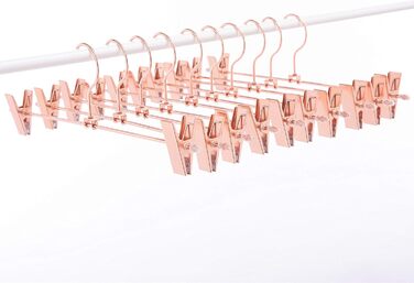 20 шт. Міцні вішалки для штанів та спідниць Rose Gold (мідь) з обертовими гачками та регульованими кліпсами