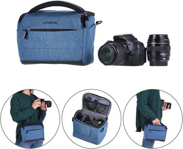 Сумка для камери Andoer: фотосумка для DSLR/зеркальних камер Canon, Nikon, Sony, Fujifilm, Olympus, Panasonic (1 камера + 2 об'єктиви + аксесуари)