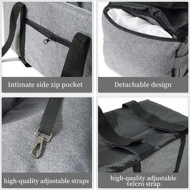 Автокрісло для собак Litthing: підставка на консоль для тварин з кріпленням на липучках та регульованими ременями, знімний та пральний чохол для маленьких собак та котів