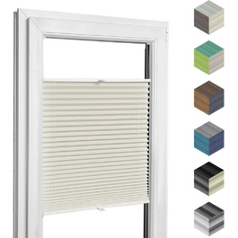 Home-Vision Premium Custom-Fit Pleated Shades, for Interior Frames, Height, Fabric Color, and Profile Colors, Opaque Blinds for Windows & Doors, Sunscreen Roller Shades in Various Widths (With Drilling, Height 50-149)