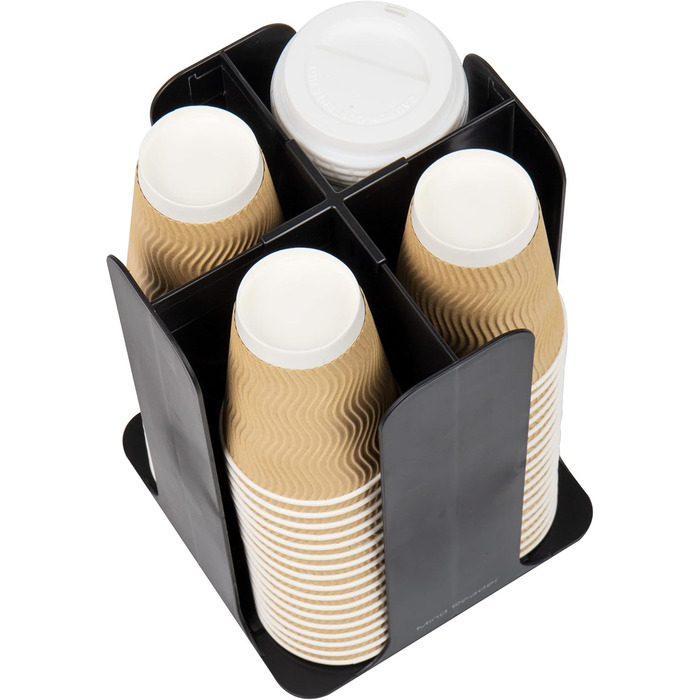 Mind Reader Network Collection, 4-Compartment Cup and Lid Dispenser, Countertop Organizer, Metal Mesh, 8' L x 8' W x 11.5' H, (Black)