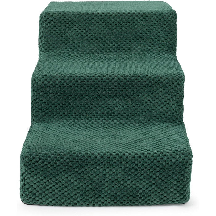 Сходинка для собак та котів, 30 см, 3 сходинки, плюшевий покрив, зелений колір