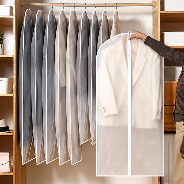 Набір мішечків для одягу Czwander, 12 шт. (60x100 + 60x120 см), моль-стійкі, з блискавкою, нейтральні/прозорі