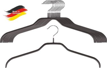 MAWA Clothes Hangers, Set of 10 Space-Saving and Non-Slip Hangers, Ideal for Shirts and Blouses, with 360° Swivel Hook, Non-Slip Coating, 45 cm, Black