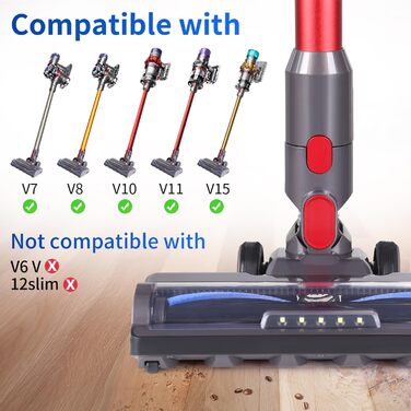 Насадка для пилососа Dyson V7, V8, V10, V11, V15, PHALIPIC, сіра, з переднім світлом, для твердих поверхонь та килимів