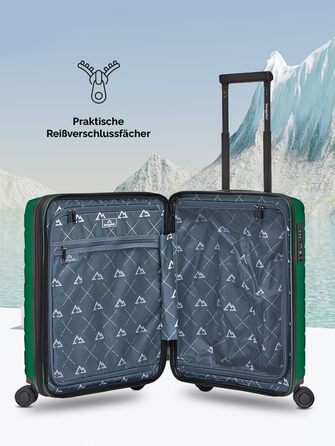 Чемодан середнього розміру з жорстким корпусом, розкладний, з відділенням для ноутбука | Trolley, 45 x 27 x 66 см, поліпропілен, 3.7 кг, TSA-замок, подвійні колеса (Ізумрудно-зелений металік)