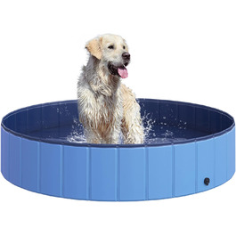 PawHut Dog Bathtub Dog Pool Bathtub Swimming Pool Water Pool for Dogs 120 x 30 cm (Light Blue + Dark Blue, 140 x H30 cm)