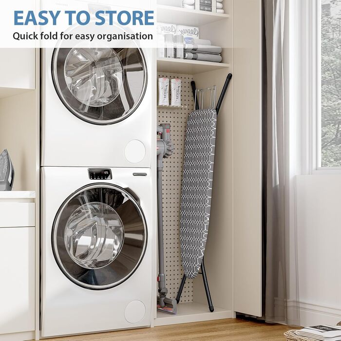 Відкидна гладильна дошка KINGRACK з регулюванням висоти, стабільний стійкий стіл для прасування з металевим каркасом, 33 x 110 см (Сірий)