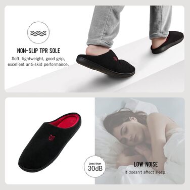 Чоловічі та жіночі домашні тапочки з Memory Foam з бавовни, чорні та червоні, 42/43 EU
