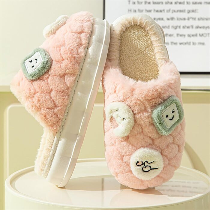 Жіночі та чоловічі домашні тапочки зимові, плюшеві, теплі, з піни, з антиковзким покриттям, рожеві, 42/43 EU, широкі